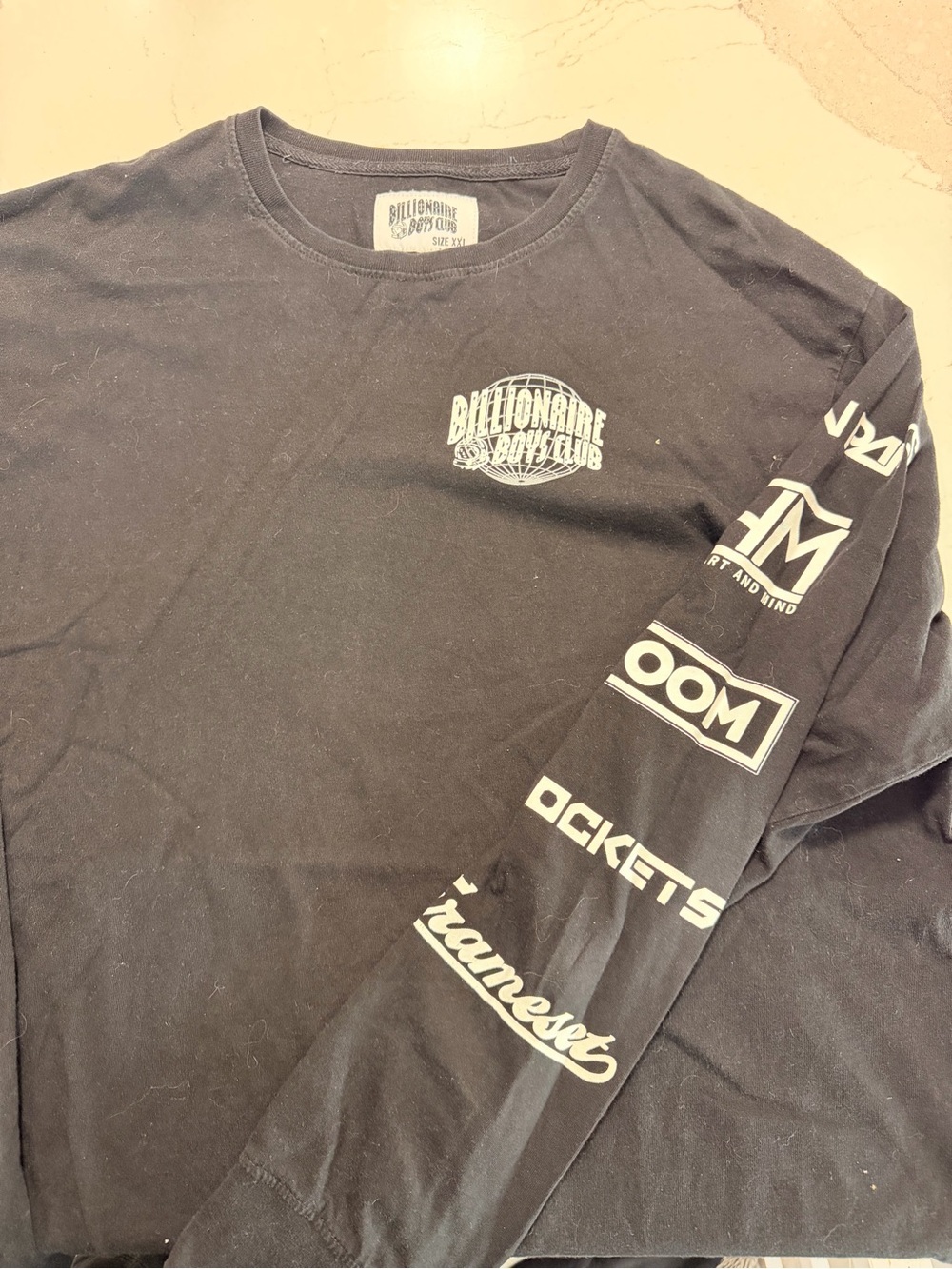 Billionaire Boys Club Black Long-Sleeve Graphic Tee with White Logos